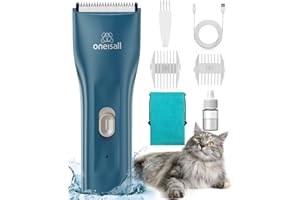 oneisall Pet Clipper for Cat Matted and Long Hair, Shaver Quiet Pet Clippers Waterproof Cordless Cat Clippers for Matted Hair