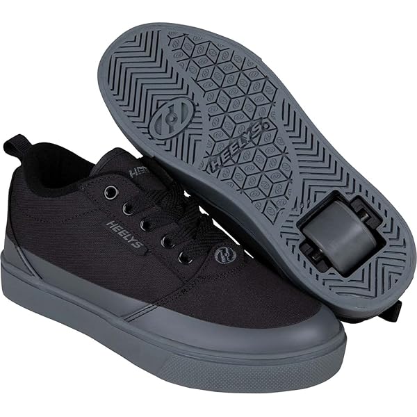 Chaussures Heelys Pro 20 Jeunesse - Toile Gris/Noir, Taille YTH 3/EU 34 (Occasion TBÉ)