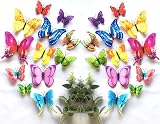 Siganorpy 24Pcs 3D Butterfly Wall Sticker Decor Multicolour Magnets Gum Reusable view 8