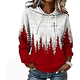 Women's Christmas Faith Casual Print Sweatshirt Christian Christmas Cross Tree Sweater