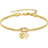 M MOOHAM Initial Knot Bracelets for Women - Gifts for Kids Girls, 18K Gold Plated Letter Bracelets for Women Teen Girls, Dain