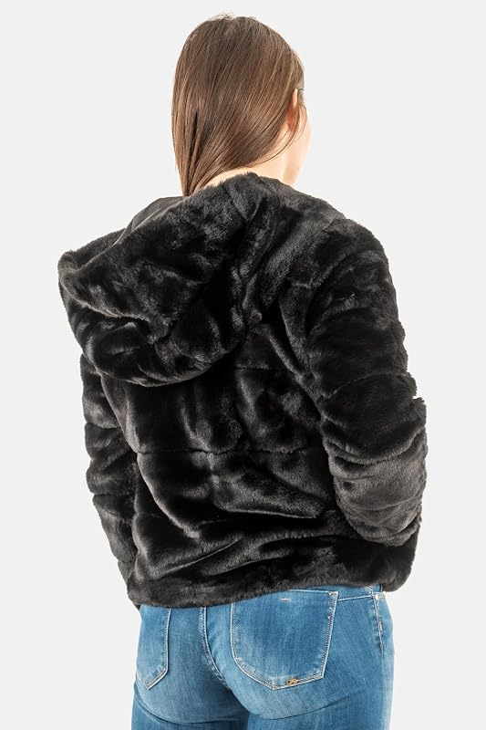 Onlnewchris Fur Hooded Jacket CC Otw Giacca, Nero, S Donna