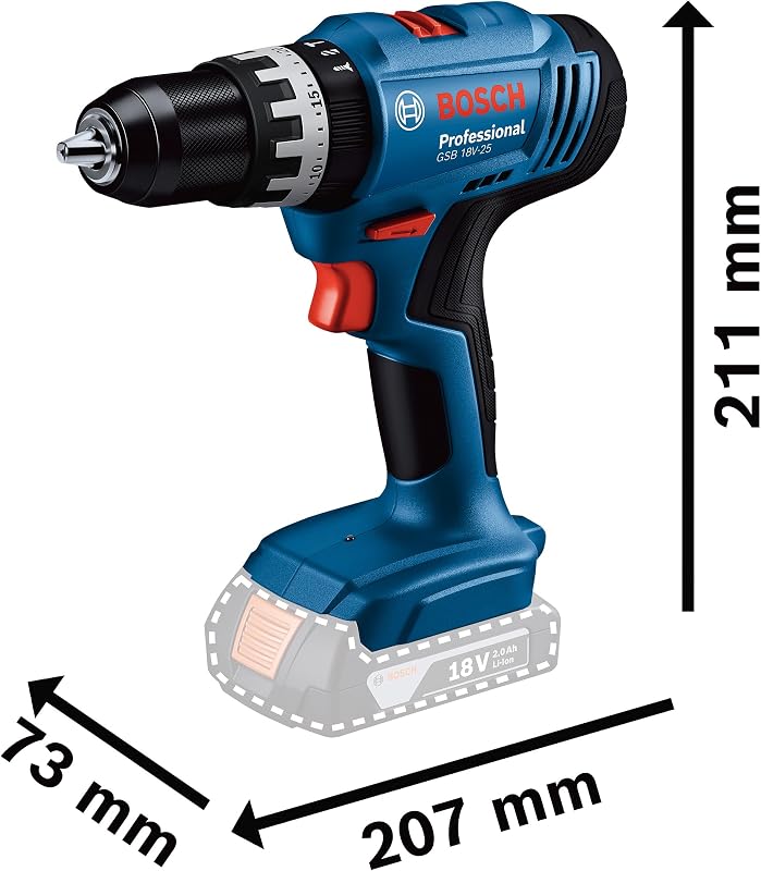18V System perceuse-visseuse sans-fil GSB 18V-25 (Ø vis max. 10 mm, avec 2 batteries GBA 2,0 Ah, GAL 18V-40, L-BOXX) Battery Powered