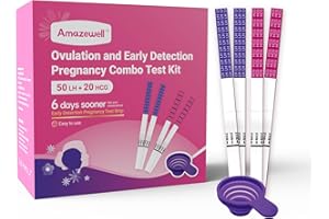 Amazewell 50 Count Pregnancy Tests with Cup,20 Count OvulationTest Strips for Home Detection, Over 99% Accuracy,Individually Wrapped,Easy Pregnancy Test,Prueba De Embaraz