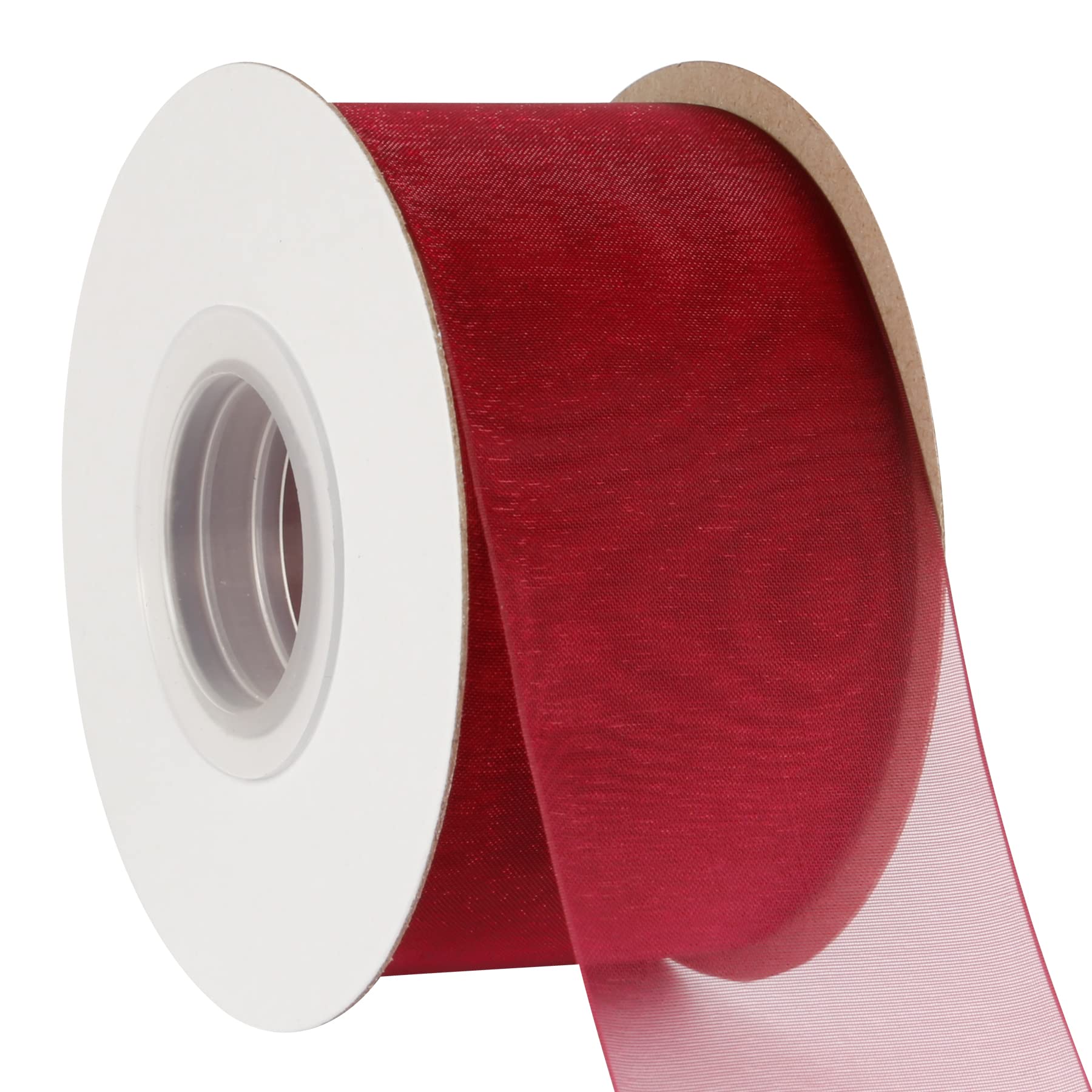 AVANAVA 50mm Wide Sheer Organza Ribbon Multi-Colors for Gift Wrapping Bouquet Wedding Decoration Floral Arrangement - 45 Meters (Wine)