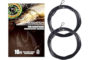 M MAXIMUMCATCH Maxcatch Fly Fishing Polyleader Line Monofilament Core for 7ft Trout and 10ft Salmon 3-6ips Floating/Sinking 10-25lb 2pcs