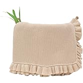 Grewear Cotton Baby Blanket with Ruffle Edge Soft Breathable Newborn Blanket for Boys & Girls, Lightweight Knit Throw for Crib, Stroller & Nursery Multiple Colors Available Cream 28x36