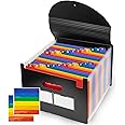 25 Pockets Expanding File Folders, Expandable Accordian File Organizer with Colored A-Z Tabs, Desktop Accordion Folders Lette