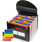 25 Pockets Expanding File Folders, Expandable Accordian File Organizer with Colored A-Z Tabs, Desktop Accordion Folders Lette