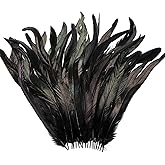 Yuxung Black Craft Feathers Bulk 100 Pcs, 12-14 Inch Long Natural Rooster Tail Feathers Party Decoration for Mardi Gras Carnival Wedding Easter DIY Crafts Costume Performances Ornaments