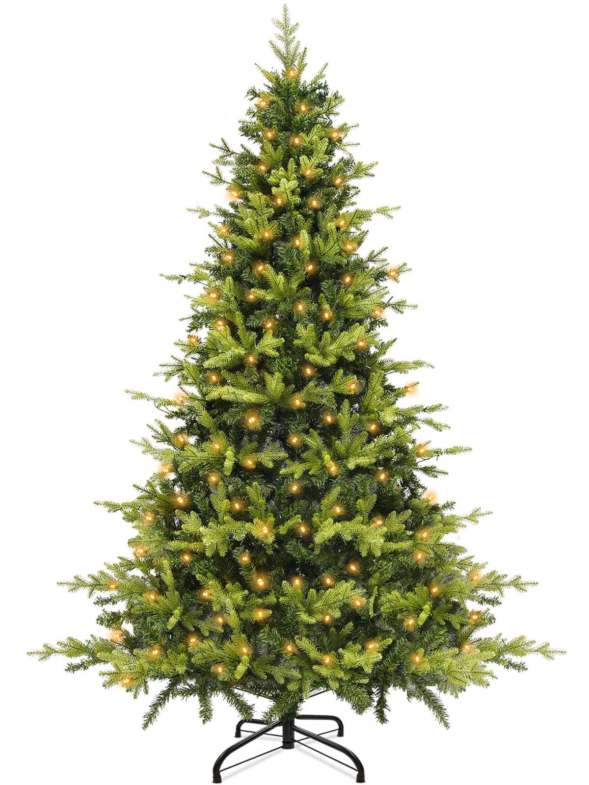 6 Ft Prelit Aspen Fir Artificial Full Christmas Tree with Realistic ...
