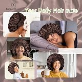 BONNET QUEEN Silk Bonnet for Sleeping Curly Hair Adjustable Chocolate Medium view 2