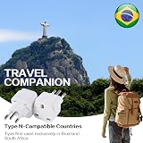 TENINYU 3 Pack UK to Brazil Plug Adapters 3 Pin Type N Grounded Travel Plug view 7