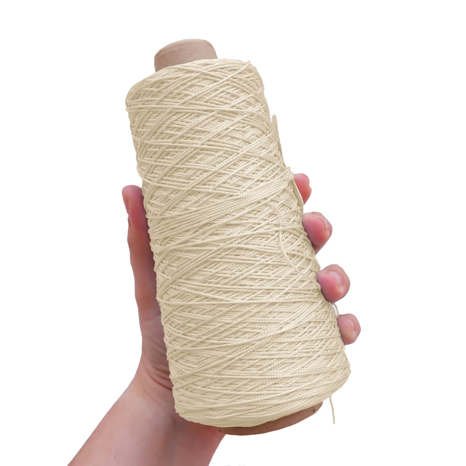 TEXTEX = Cuquillo Chain Thread. Yarn for Knitting and Crochet. Composition 100% Rayon. 1 Cone of 200grs and 600mts (Cream)