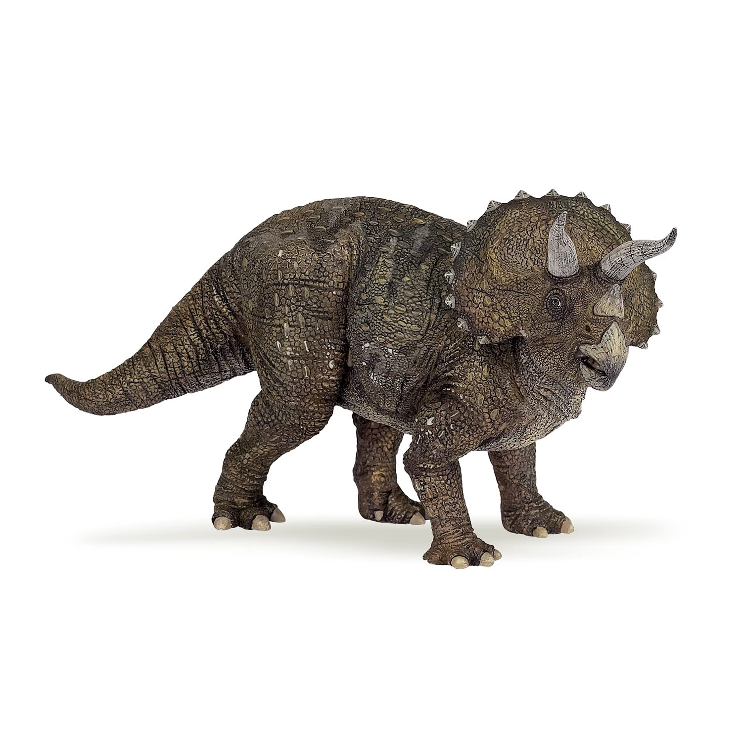 Papo - Large dinosaur figurine - 22 cm - Triceratops, Encounter with the Giant, Children's toy from 3 years - Discovery of Prehistoric Life and Herbivorous Dinosaurs, Green