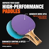 PRO-SPIN Table Tennis Bats 2-Player Set with Case 3 Balls Purple Blue view 3