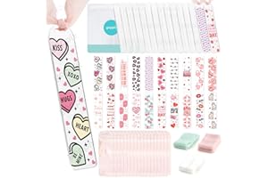 YOPPIX 15 Pieces Acrylic Bookmark Blanks (3mm) Thicken Clear Acrylic Bookmarks with 20 Pcs Valentine's Day UV DTF Sticker, 15 Pcs Ribbon, Bookmark Making Kit Suitable for DIY Your Crafts Gifts