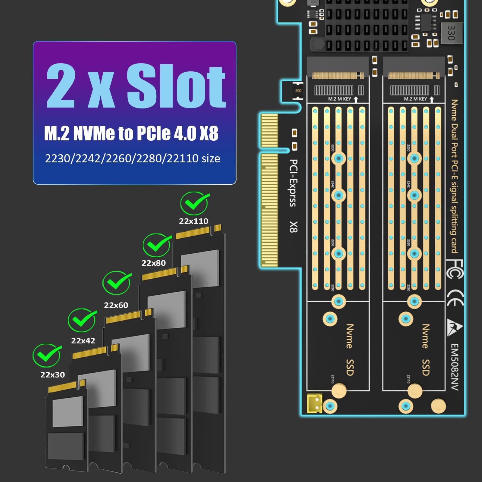 Glotrends Pa21 Pcie Adapter Close-Up Showing M.2 Mounting Points And Thermal Pads