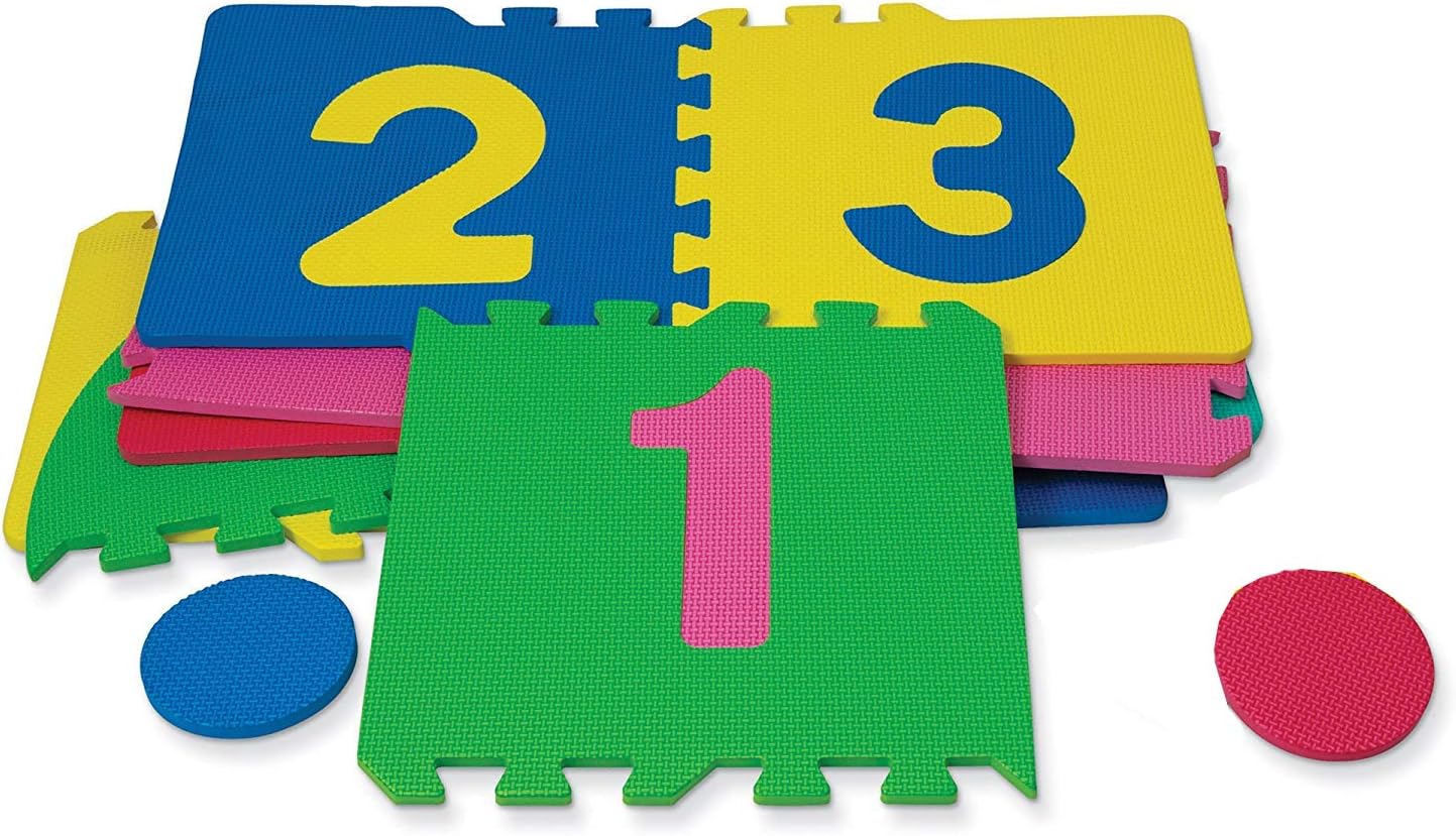 Hopscotch Playmat Foam Interlocking Puzzle Floor Mat - 10 Large Number Tiles (12" by 12" Square Blocks): Toys & Games