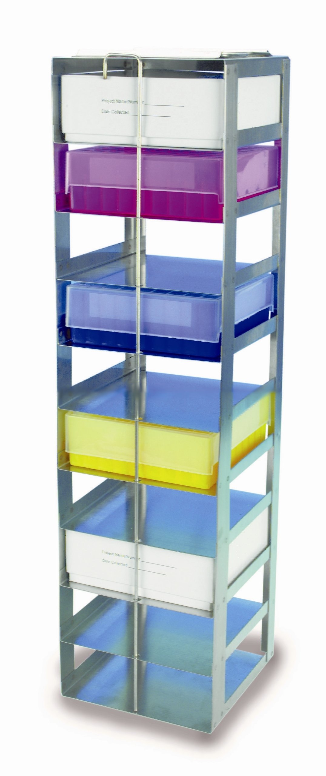 Heathrow Scientific HD2862A Stainless Steel Vertical Freezer Rack with 10 Compartments for 53mm Tall Boxes