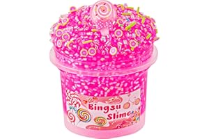Pink Bingsu Slime, Non-Sticky Glimmer Crunchy Slime, Slimes Party Favors for Kids, Slimes Sensory Experience Toys, Birthday E