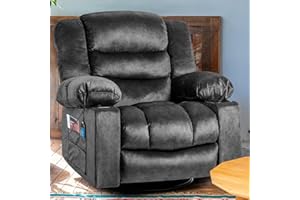 HOMYEDAMIC Recliner Chair Massage Rocker with Heated Modern Ergonomic Lounge 360 Degree Swivel Single Sofa Seat Living Room Lounge Recliners on Clearance Elastic Foam Filling