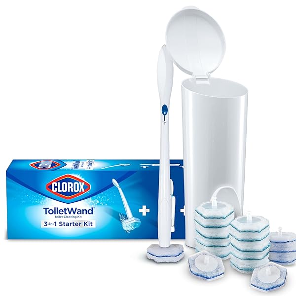 CLOROX TOILETWAND DISPOSABLE TOILET CLEANING SYSTEM – TOILETWAND, STORAGE CADDY AND 16 DISINFECTING REFILL HEADS
