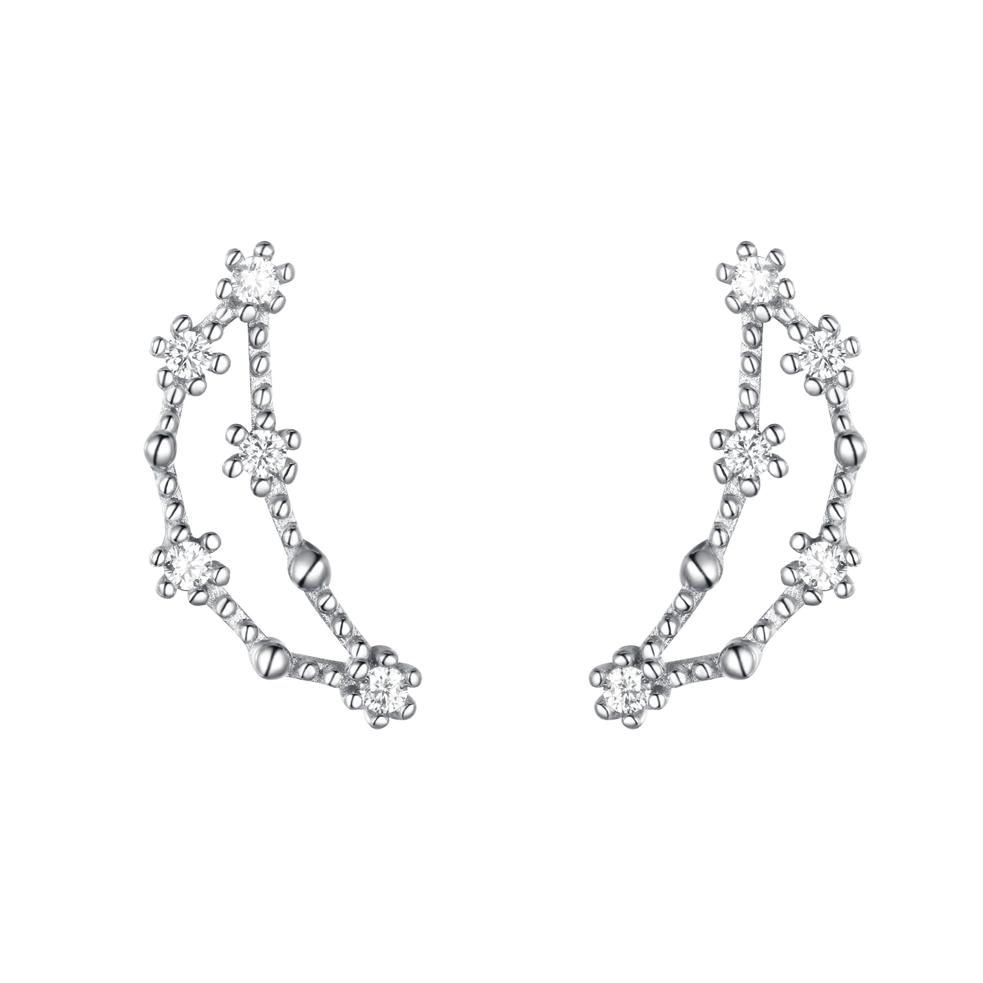 Clearine 925 Sterling Silver CZ Horoscope Zodiac Constellation Astrology Climber Stud Earrings, Capricorn Earrings for Women Girls