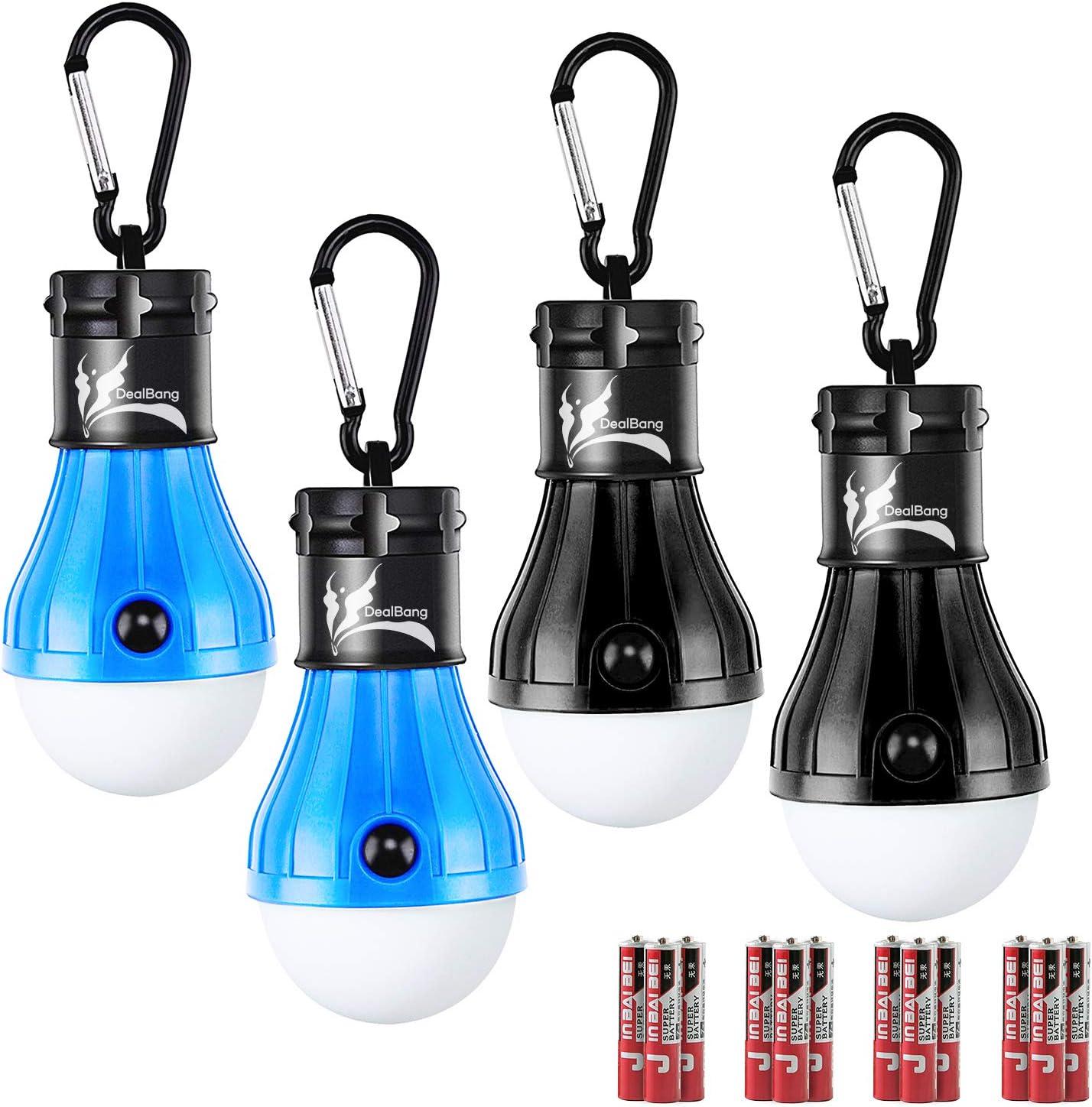 DealBang Compact LED Camping Light Bulbs with Clip Hook(Battery Included) 150 Lumens LED Hanging Tent Lights for Camping,Hiking,Backpacking,Fishing,Hurricane,Emergency,Outage