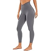 CRZ YOGA Womens V Waist Leggings 25" - Crossover High Waisted Yoga Dark Carbon X-Large