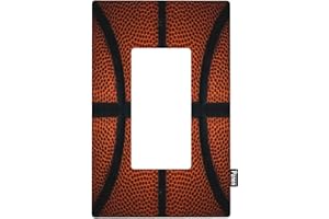 Pznen Basketball Rocker Switch Covers Sports Boys Game Basketball Texture Vintage Red Black Single Rocker Wall Plate for Men Cave Boys Bedroom Playroom