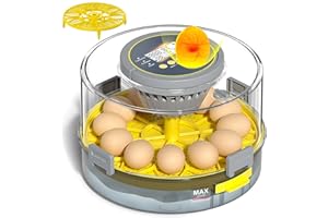 IBKINXX Incubators for Hatching Eggs with Automatic Egg Turner, Temperature Humidity Control, Egg Candler, Large Water Tank, 5 Preset Hatching Modes for Chicken Duck Goose Quail Pigeon Eggs-12 Capacity
