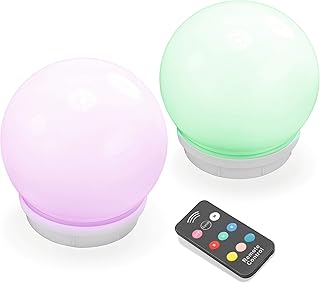 Schwimmfähiges Solar Leuchtkugel 2er Set 15cm Durchmesser + IR-Fernbedienung - Lichtfarben warmweiß, kaltweiß + 6 weitere Farben - schwimmt auf dem Wasser - Schwimmkugel Solarkugel esotec 102126