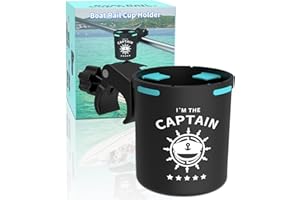 Seaperk Marine Boat Rail Cup Holder, No Drilling Install On Bimini Top Conver Rail Or Pole, Grip Rail, Grab Bar, Boat Gifts for Boat Lover, Cup Holder for PWC, Jet Ski, Seadoo