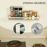 SAYAYO 50cm Tempered Glass Wall Shelf with SUS304 Rail Brushed Finish view 4