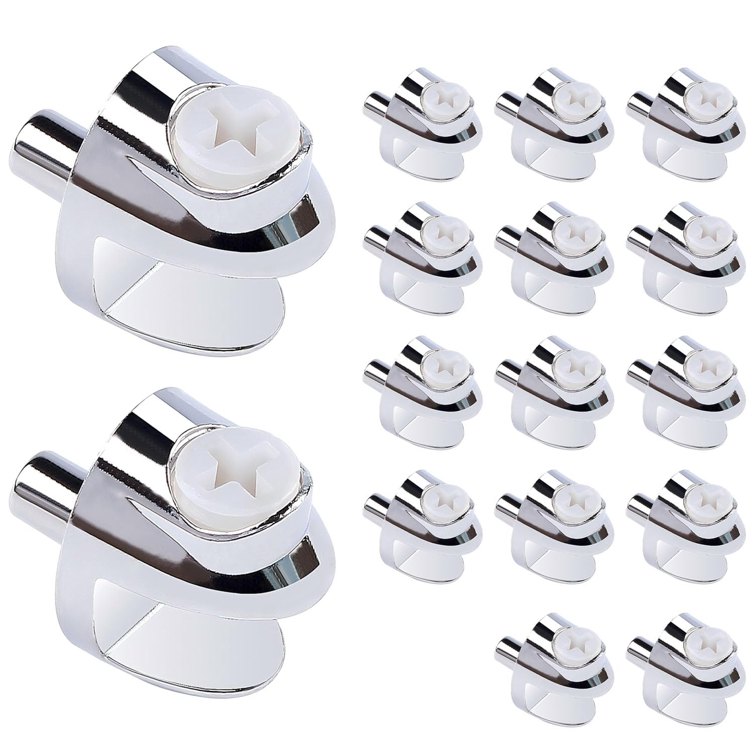 Qrity 16 Pcs Glass Clamp, Glass Shelf Clamp Pegs, Zinc Alloy Glass Clamp, Glass Shelf Support with Screws, Glass Shelf Brackets for 3-8MM Thickness Glass