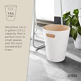 Umbra Woodrow 2-Gallon Modern Wooden Trash Can White Natural view 6