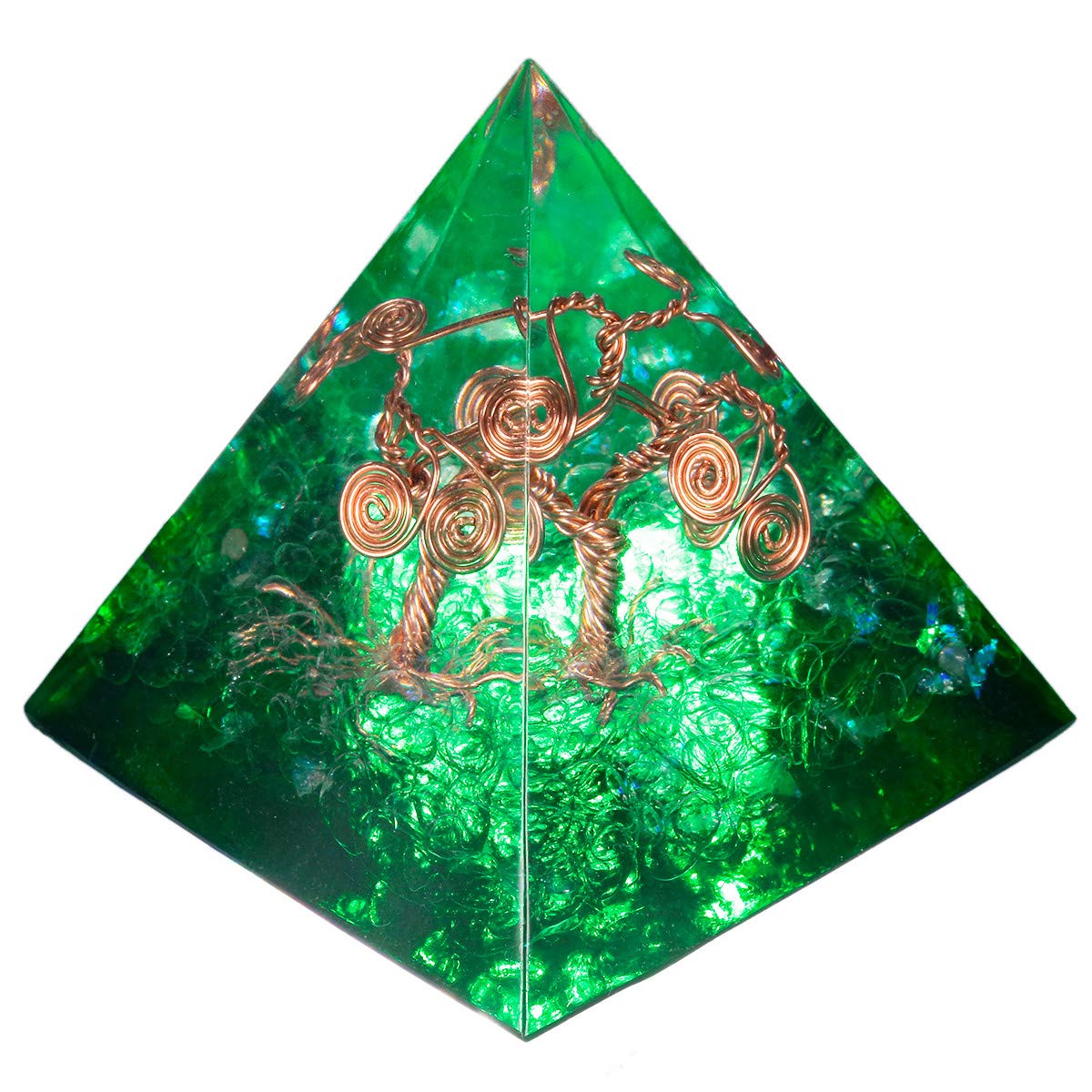 Nupuyai Spiral Tree of Life Crystal Pyramid for Protection, Reiki Healing Figurine Rock Crystal Quartz Points Spiritual Ornament Green