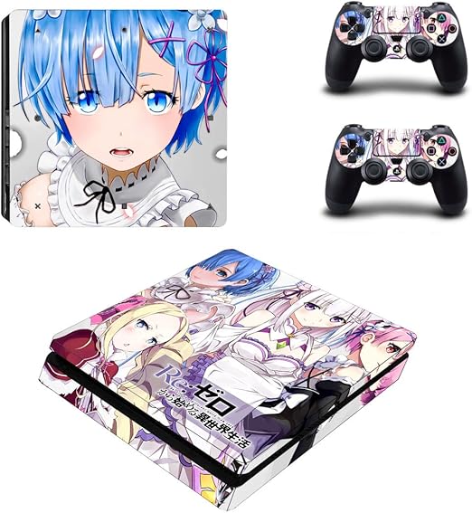 Amazon Re ゼロから始める異世界生活 Ps4 スリム Slim スキンシール ステッカー 本体用 コントローラー用 2枚 グッズ レム エミリア ラム リゼロ スキンシール