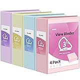 SUNEE 3 Ring Binder 3 Inch D Ring, Clear View