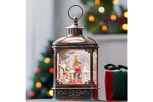 KIRSCHBLÜTE Snow Globe Lights Nutcracker vs Mouse King Scene, USB and Battery Powered Christmas Decorations Presents.