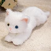 PEACH CAT Cat Stuffed Animal 12" Realistic Kitten Plushies Soft Plush Toys Gifts for Kids White
