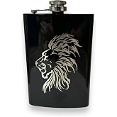 8oz BLACK Lion black flask