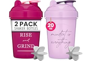 GOMOYO [2 Pack] 20oz Shaker Bottle with Motivational Quotes (Raspberry & Lavender) | Protein Bottle with Mixer Agitators | Blender Shaker Bottle for Protein Mixes Pack is BPA Free and Dishwasher Safe