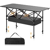 RootRise Camping Table Portable, Folding Roll-Up Picnic Table with Carry Bag &amp; Detachable Storage Pockets, Lightweight Outdoor Table for Camping, Backyard, Party, BBQ, Patio