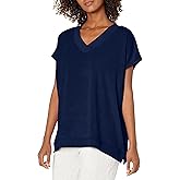 HUE Womens Relaxed Fit Terry V-Neck Sleep Tee