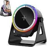 MRMORALE Wireless Induction Speaker, Multifunctional Bluetooth Phone Holder with RGB Light & 360 Rotation, HD Surround Sound, Compatible with iPhone/iPad/Android/Samsung