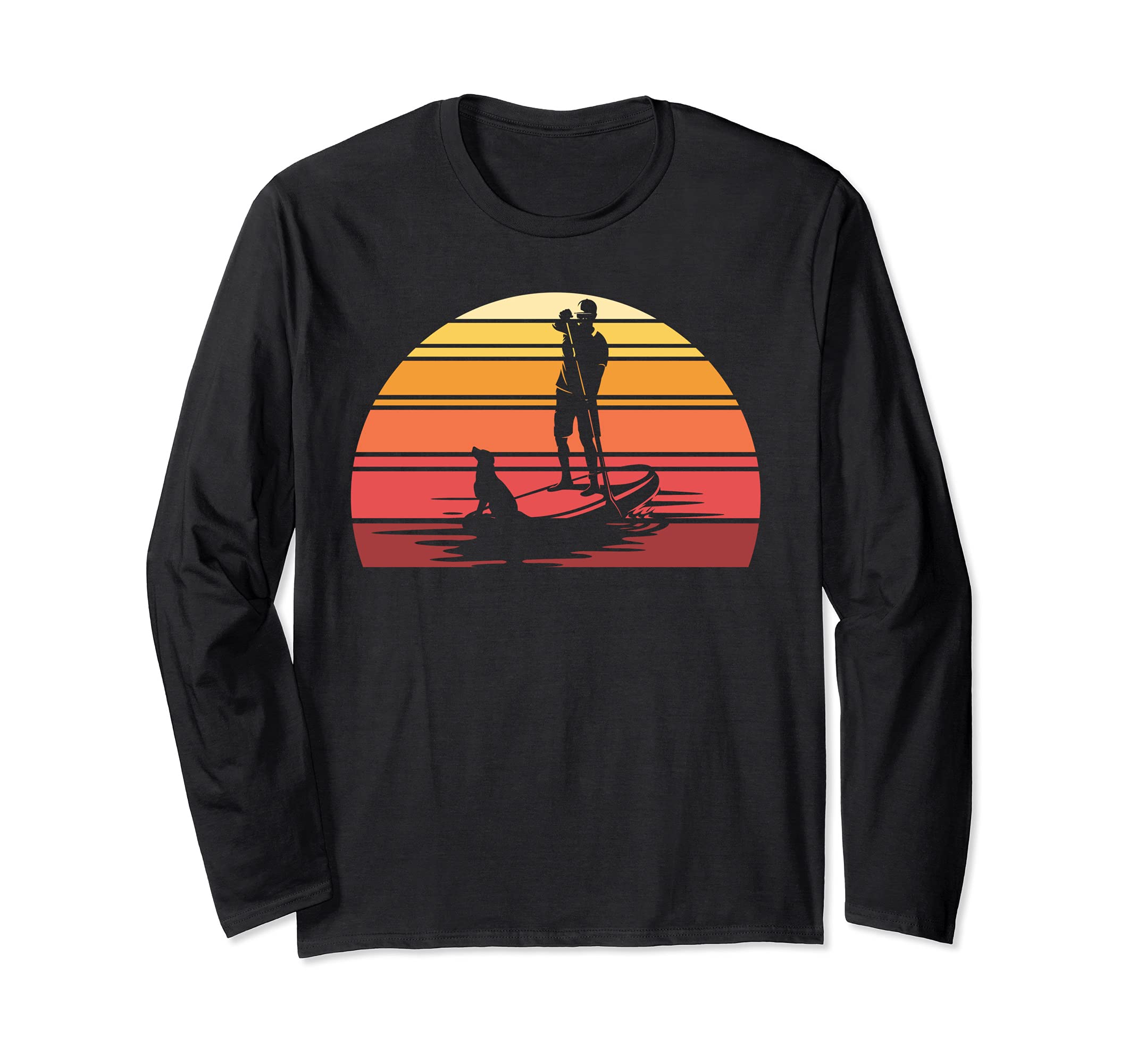 Retro Stand Up Paddler Animal Dog SUP Stand Up Paddling Long Sleeve T-Shirt