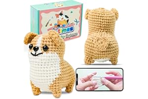 Y-times Crochet Kit for Beginners with Easy Peasy Yarn, Beginners Crochet Kit with Step-by-Step Video Tutorials, Learn to Crochet Animals Kits for Adults and Kids(The Corgi 40%+ Yarn)