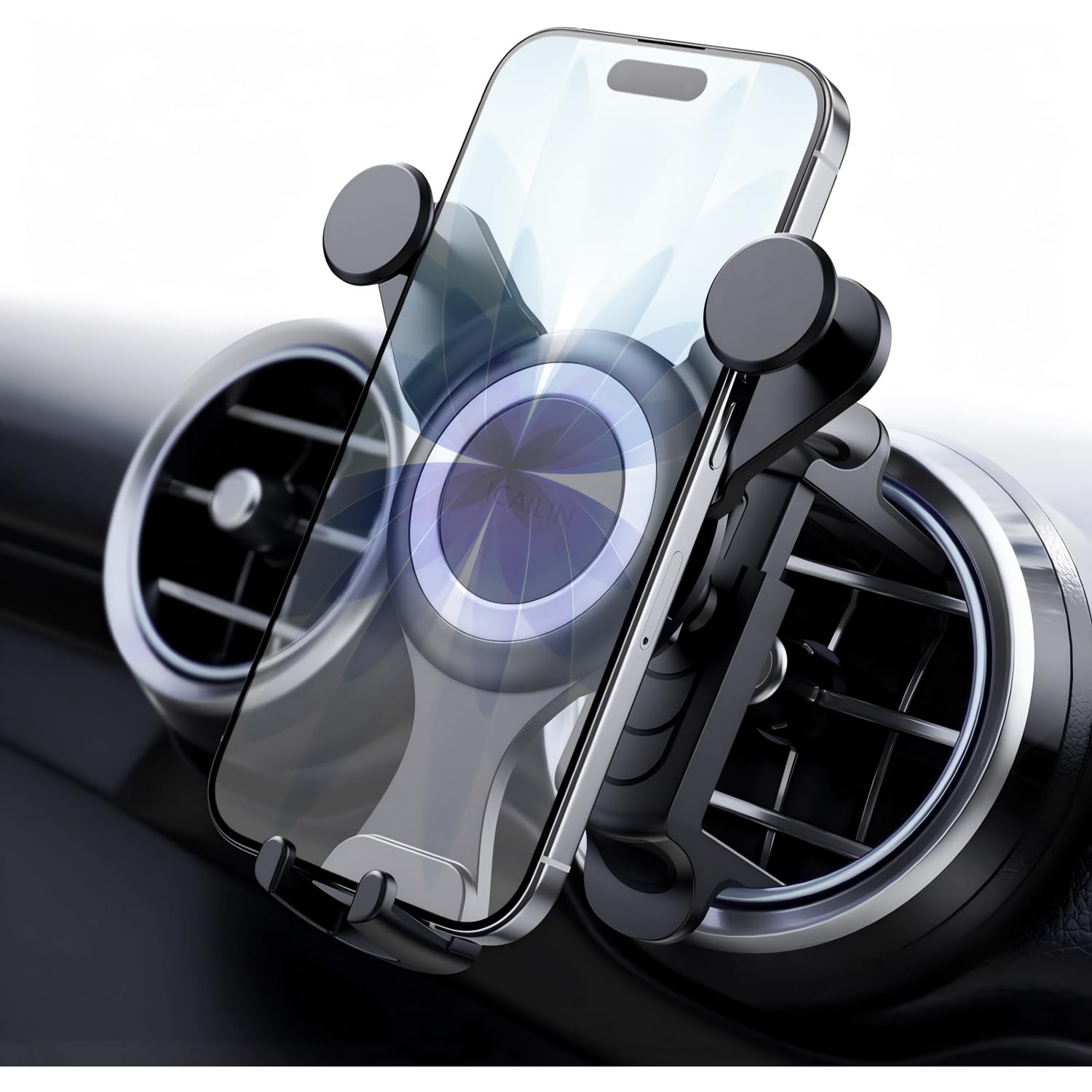 ICAILIN Mercedes Phone Holder for Mercedes Benz A/C Class, GLB/GLC, Audi A1,Mini Cooper, Reinforced Car Phone Holder Spring Clip for Round Air Vent, Circular Vent Cradle for iPhone Samsung